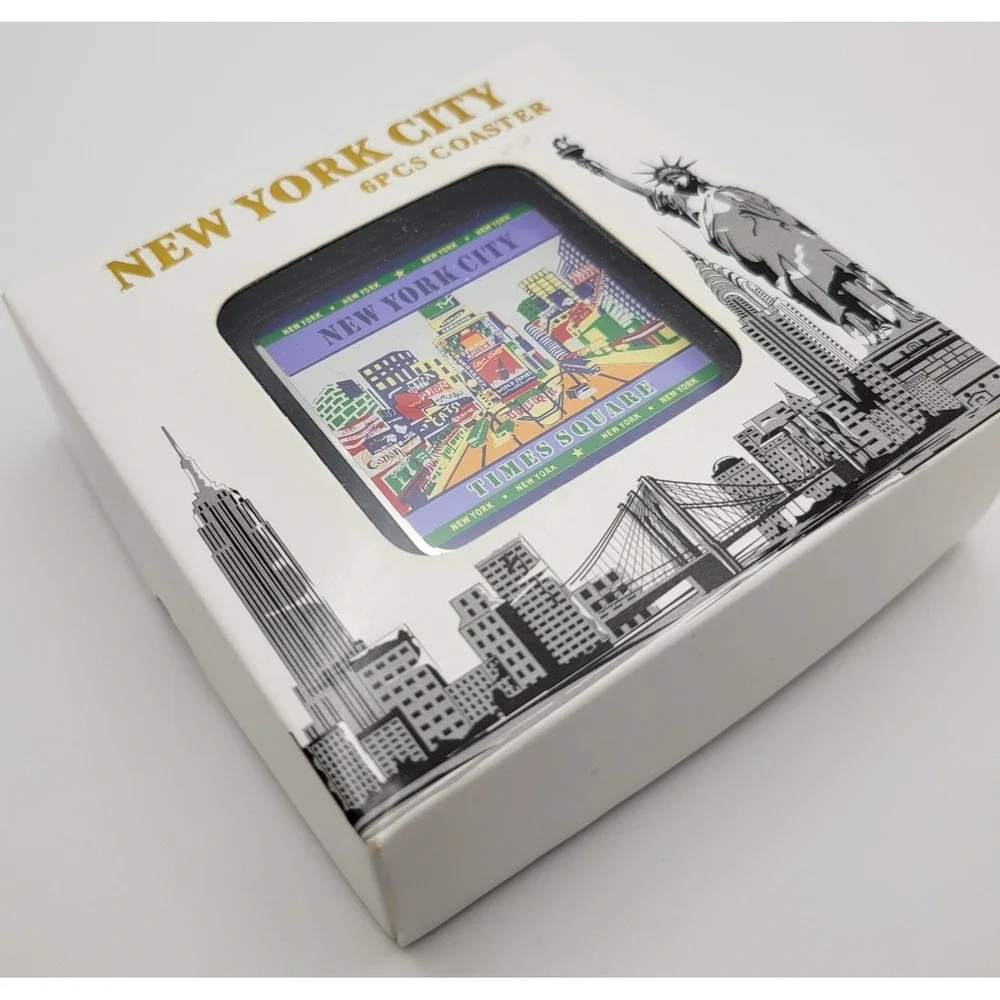 New‎ York City Coasters Set of 6 NYC Landmarks Souvenir Gift Box Modern Decor